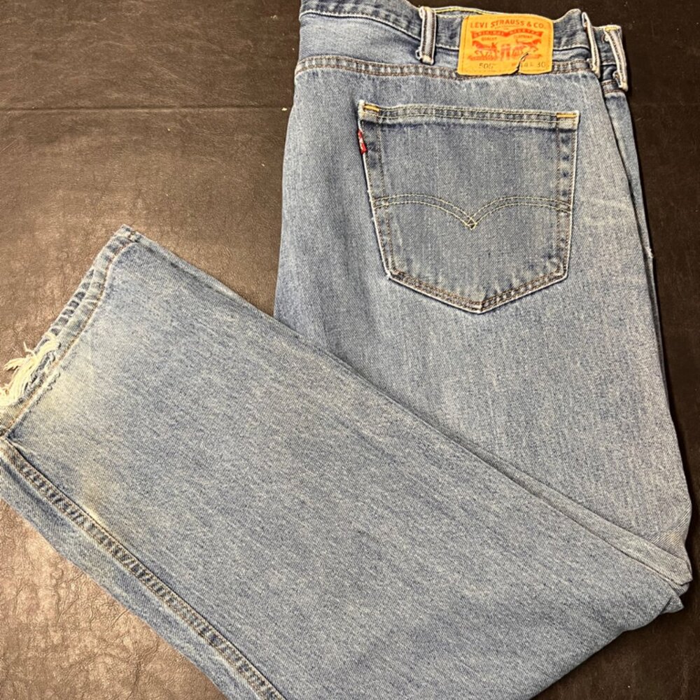 Levi Men 44 x 30 Blue Denim Vintage 505 Red Tab‎ Label Light Wash Jeans (GS1)
